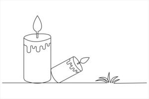 Thin line candle flame sketch vector