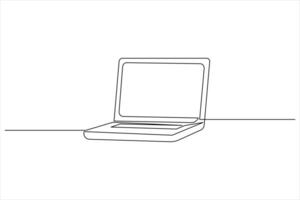 Laptop computer simple line art vector