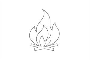 Simple flame icon in one line art vector