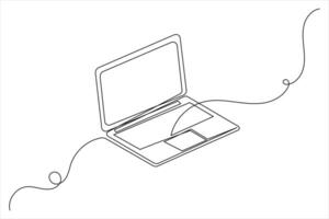 Laptop computer single line drawing vector