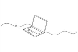 Laptop computer single line drawing icon vector