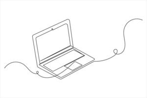 Laptop computer digital line art vector