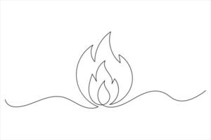 Continuous line flame symbol minimalist drawing vector