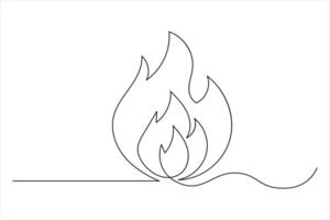 Flame icon single line art minimal design vector