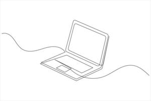 Laptop computer stylish linear drawing vector