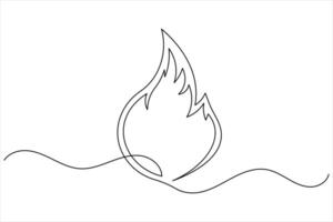 Simple fire drawing single line design vector