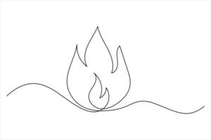 One line drawing fire symbol minimal style vector