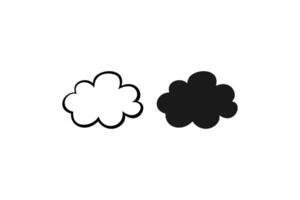unique hand drawn style cloud icon and outline vector