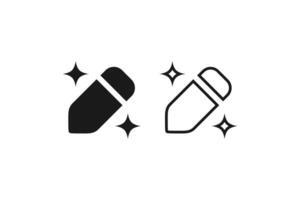 pencil with star sparkle icon and outline unique vector