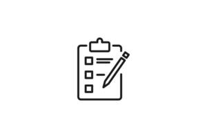 note paper with paperclip and pen icon outline vector