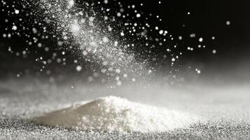 A pile of sugar is being sprinkled on a table photo