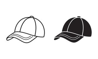 Baseball cap outline and solid icon vector