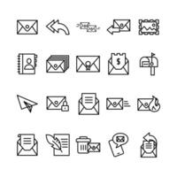 Simple Line Email and Mail Related Element Illustration Icon Set vector
