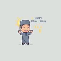 Happy Eid Al Adha Greeting Background with a Smiling Boy vector