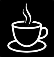Cup of coffee or tea Icon for design. Outline flat illustration. Easily editable. White line on black background. vector