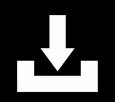 A simple black square flat download icon in the form of a downward arrow and a black line as a sign that the file or document has been downloaded. vector