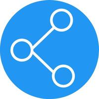Network sharing link connection symbol sign icon. Flat outline design. Blue round background. vector