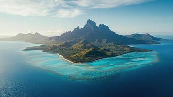 Aerial view of bora bora island, french polynesia, pacific ocean, pac photo