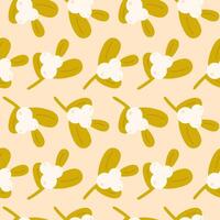 Vintage Christmas seamless pattern with mistletoe branch and berries. Perfect for wrapping paper, background, wallpaper, textile, fabric, packaging design and so on vector