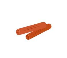 Cinnamon sticks isolated on white background. Hand drawn flat cartoon style. Aromatic Christmas spice vector