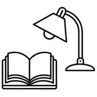 Simple illustration of a book open under a desk lamp isolated on white background vector