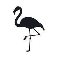 Black Silhouette of a Flamingo Standing on One Leg Elegant Bird Icon Graphic Design Element vector