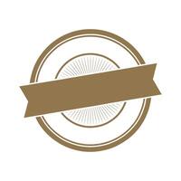 Blank Gold Circular Badge with Ribbon for Text or Logo Design Element vector
