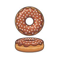 Delicious Chocolate Donut with Sprinkles Top View and Side View Illustration vector