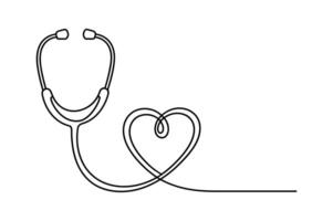 Stethoscope Line Art Design Forming a Heart Shape for Healthcare and Medical Concepts vector