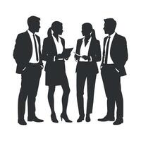 Silhouette of a Business Team Meeting Discussing Documents and Plans vector