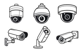 Collection of Six Different Types of Security Cameras Illustrations vector