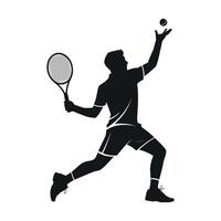 Dynamic Silhouette of a Tennis Player Serving a Ball vector