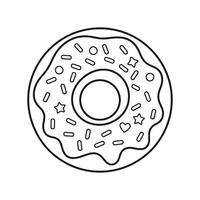 Simple Line Drawing of a Delicious Donut with Sprinkles and Stars vector