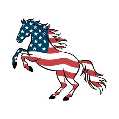 Patriotic Horse Silhouette with American Flag Design Symbol of Freedom and Strength Perfect for Celebrating Independence Day or Showing National Pride and Equestrian Spirit