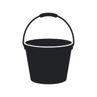 Black Plastic Bucket Icon with Handle Simple Clean Design for Cleaning Gardening or Construction vector