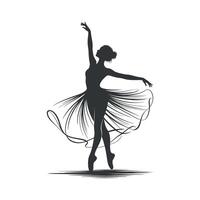 Elegant Silhouette of a Ballerina in a Flowing Tutu Performing a Graceful Pose vector