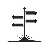 Simple Black and White Signpost Icon with Three Arrows Indicating Directions vector