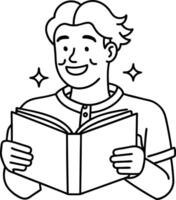 A man reading a book coloring page vector
