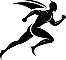 A silhouette of a man running with wings vector