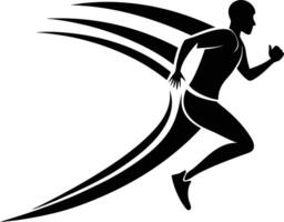 A silhouette of a man running with a long line vector