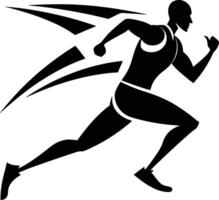 A silhouette of a man running with a lightning bolt vector