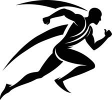 A silhouette of a man running with a winged arrow vector