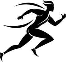 A silhouette of a woman running vector