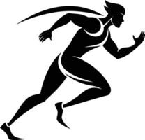 A silhouette of a man running in black and white vector