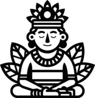 A black and white illustration of a man in a lotus position vector