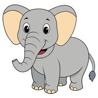 An elephant cartoon with a big tusk vector