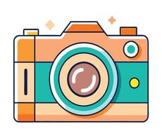 A camera icon with a colorful background vector