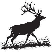 Flat Graphic Deer Illustration Bold Antlers and Silhouette Design for Tattoo or Poster vector