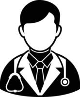 A black and white icon of a doctor vector