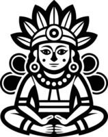 A black and white image of a man in a headdress vector